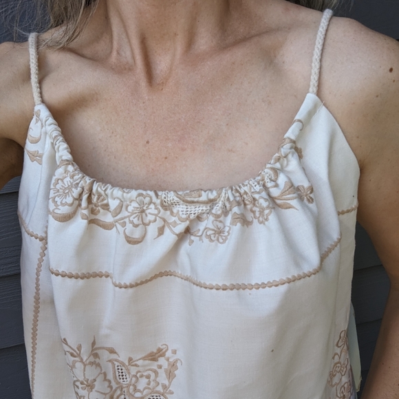 VINTAGE TABLECLOTH swing top 1970's upcycled M - Picture 6 of 12